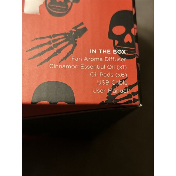 Mahli White Spooky Skull Aroma Diffuser Festive Fan Essential W/ Cinnamon Oil - Picture 9 of 13